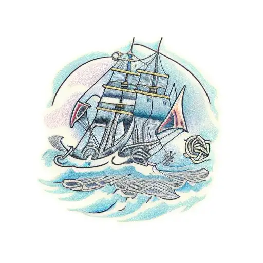 celtic pirate ship tattoo design idea