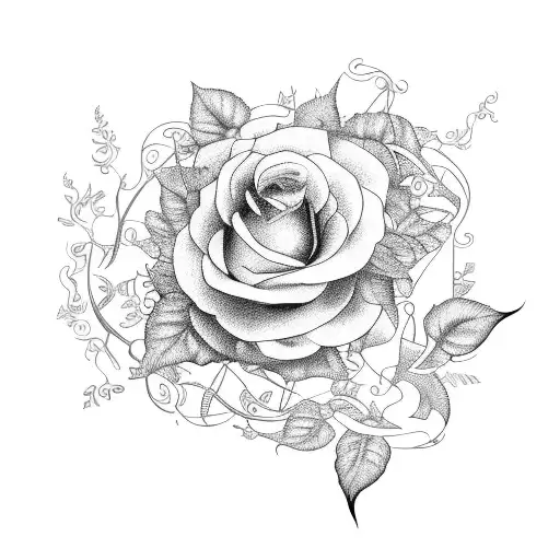 A piano with vines and flowers growing out of it tattoo design idea