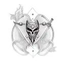 Design a captivating tattoo featuring a garter band elegantly encircling the thigh and holding a dagger piercing a heart tattoo design idea