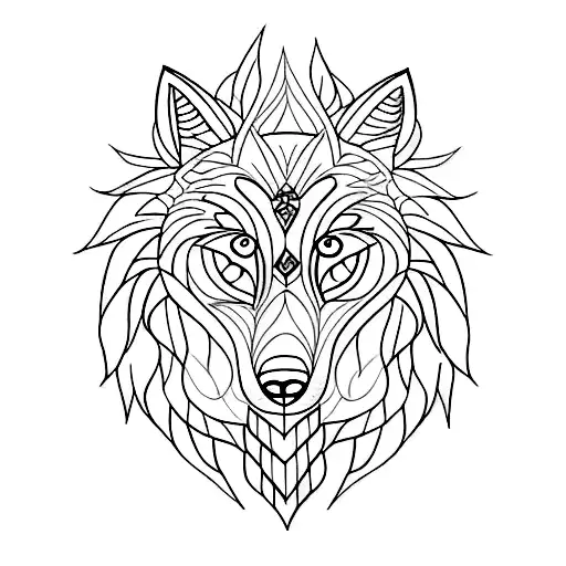 half wolf with mandala tattoo design idea