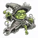 Brussel sprout wizard casting a spell tattoo design idea