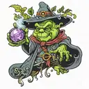 Brussel sprout wizard casting a spell tattoo design idea
