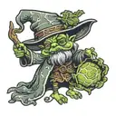 Brussel sprout wizard casting a spell tattoo design idea