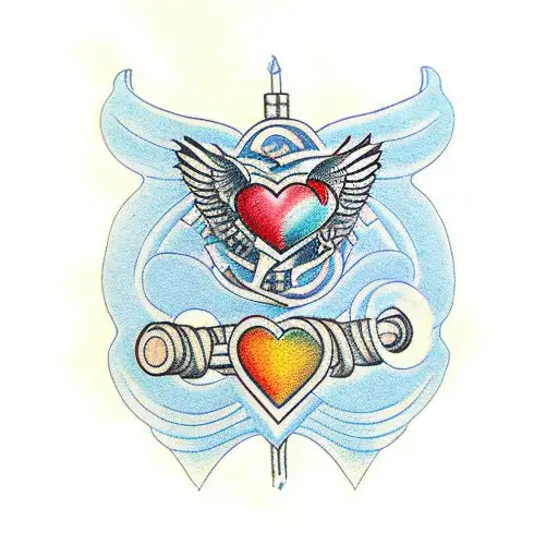 g and f key heart tattoo design idea