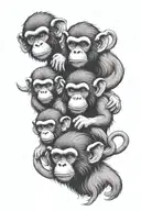 3 monkeys representing the personalities tattoo design idea