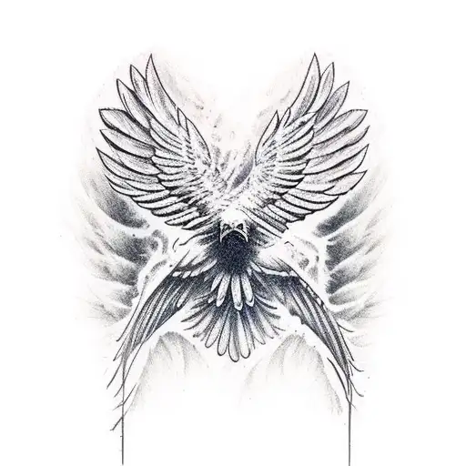 an eagle wing creating a tornado tattoo design idea