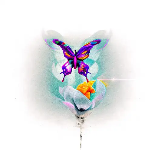 Butterfly bird tulip cool grey star tattoo design idea