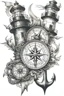 anchor compass lighthouse tattoo design idea