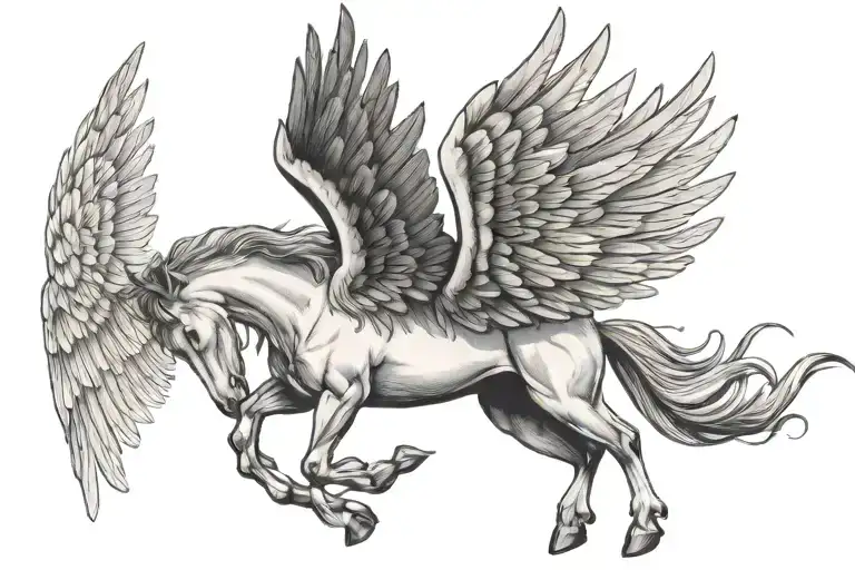 pegasus horse with wings tattoo design idea