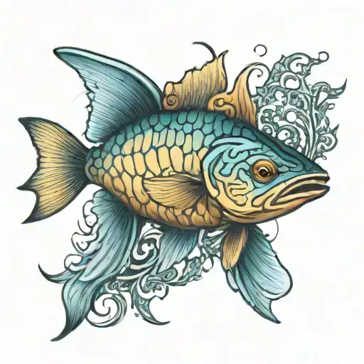 ichthys fish transforming tattoo design idea