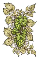 hops vines with barley tattoo design idea