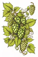 hops vines with barley tattoo design idea