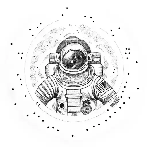 astronaut sitting on planets horizontal  tattoo design idea