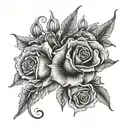 roses and angel trumpet flowers blooming tattoo design idea