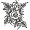 roses with angel trumpet flowers tattoo design idea