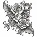 roses with angel trumpet flowers tattoo design idea