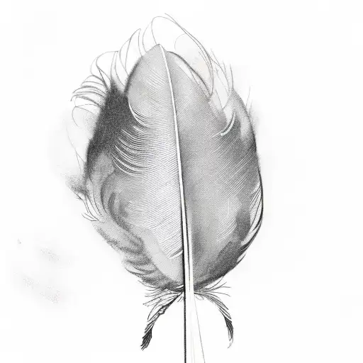 A delicate feather floating in the wind, with 'trust in God' etched on the shaft and 'let it go' written on the wispy strands tattoo design idea