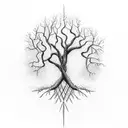 A graceful tree with roots that spell out 'trust in God' and branches that form the phrase 'let it go' as they reach towards the sky tattoo design idea