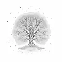 A graceful tree with roots that spell out 'trust in God' and branches that form the phrase 'let it go' as they reach towards the sky tattoo design idea