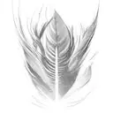 A delicate feather floating in the wind, with 'trust in God' etched on the shaft and 'let it go' written on the wispy strands tattoo design idea