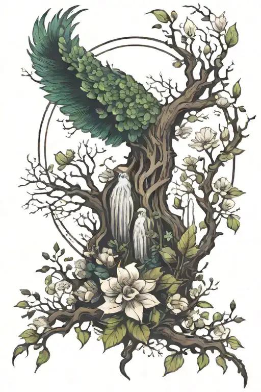 between nature and tree, life tattoo design idea