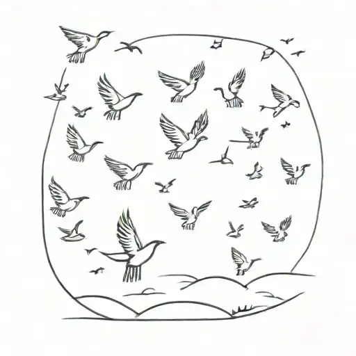 111 with birds flying tattoo design idea