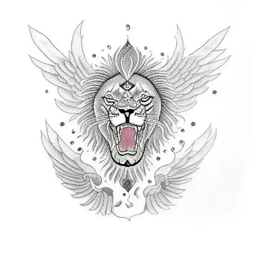 lion with wings tattoo design idea