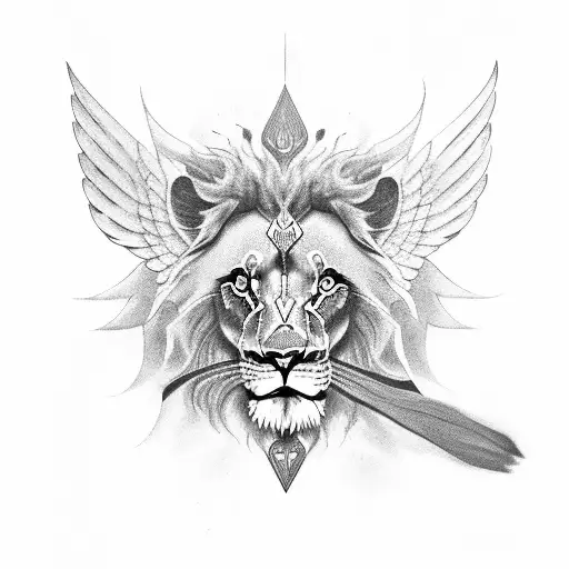 lion with wings tattoo design idea