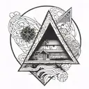 on the shin from the knee line to the trapezoid tattoo design idea