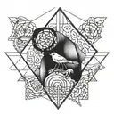 on the shin from the knee line to the trapezoid tattoo design idea