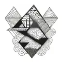 on the shin from the knee line to the trapezoid tattoo design idea