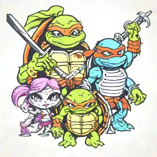 tmnt and monster high  tattoo design idea