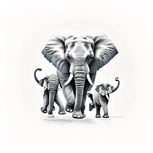 Elephant family tattoo design idea