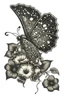 questioning, solitude, suffering, freedom, music, bull, butterfly, mushroom tattoo design idea