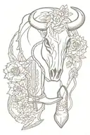 western style, bull skull, flowers, cactus, eagle, cowgirl boots tattoo design idea