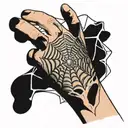 spider web that looks like a hand with nezuko curse marks around the forearm tattoo design idea