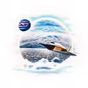 lake scene with space shuttle tattoo design idea