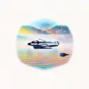 lake scene with space shuttle tattoo design idea