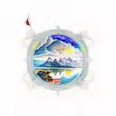 lake scene with space shuttle tattoo design idea