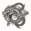 dragon, moon, sun, medium size tattoo design idea