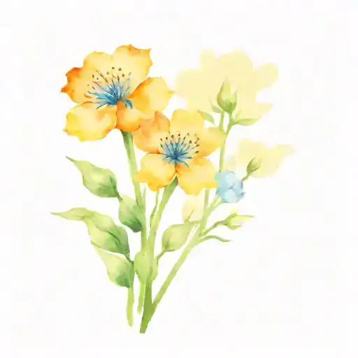 flowers ocean mountain tattoo design idea