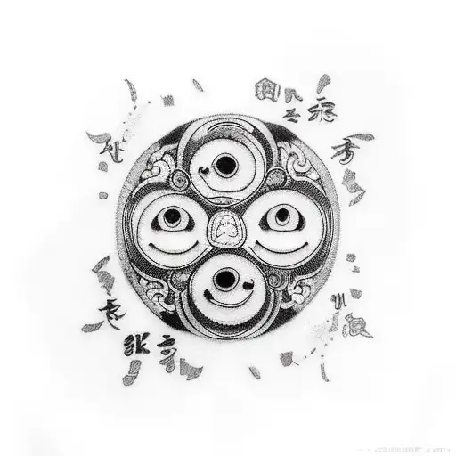 Yin and Yang with smiley face tattoo design idea