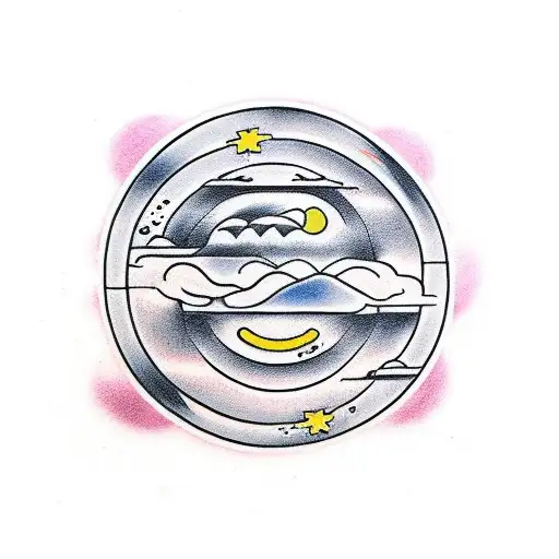 Yin and Yang with smiley face tattoo design idea