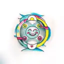 Yin and Yang with smiley face tattoo design idea