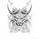 two leos a taurus an Aquarius  tattoo design idea