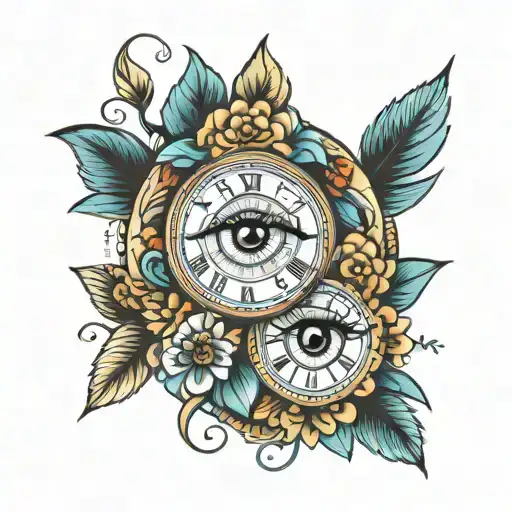 Eye date clock tattoo design idea