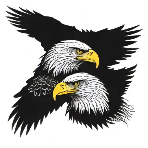 tattoo of an eagle with 2 faces overlapping to make tattoo design idea