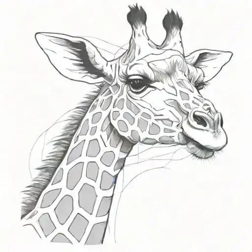 A black and grey tattoo of a giraffe with its body composed of detailed waffle patterns. The design should emphasize int tattoo design idea