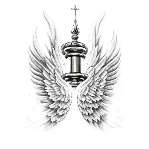 saint Florian, firefighter, angel wings tattoo design idea