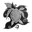 ocean and turtle   tattoo design idea